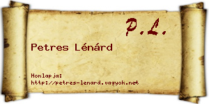 Petres Lénárd névjegykártya